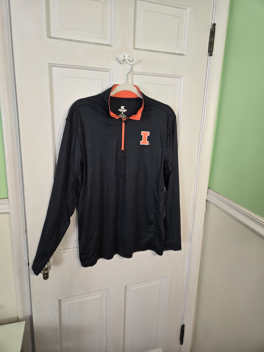 Mens Colosseum Blue Quarter-Zip Pullover with Orange Trim U Of I Size L